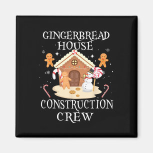 Baking Xmas Gingerbread House Construction Crew De Magnet