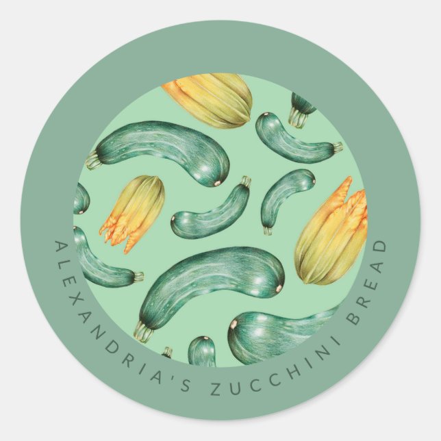 Baking | Your Name | Zucchini Bread Classic Round Sticker (Front)