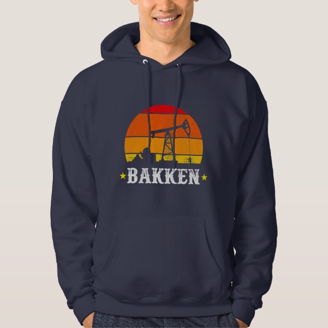 bakken oilfield drilling rig grunge trash Premium Hoodie (Front)
