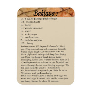 Baklava Recipe Magnet Fridge Holiday Baking