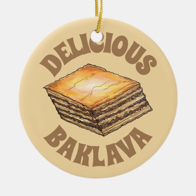 Baklava Sweet Filo Honey Dessert Pastry Greek Food Ceramic Ornament (Front)