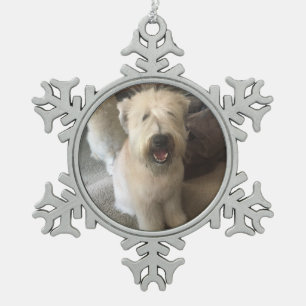 Bakster One Year Photo Template Snowflake Pewter Christmas Ornament