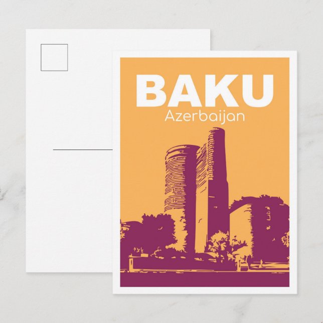 Baku Azerbaijan Art vintage Travel Postcard (Front/Back)
