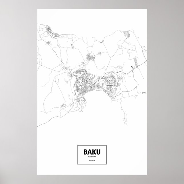 Baku, Azerbaijan (black on white) Poster (Front)