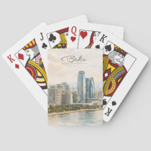 Baku Azerbaijan Capital Watercolor Travel Gift Playing Cards