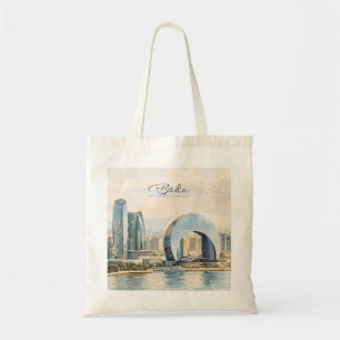 Baku Azerbaijan Capital Watercolor Travel Gift Tote Bag