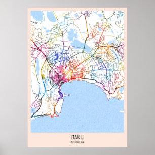 Baku Azerbaijan City Map Poster