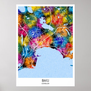 Baku Azerbaijan City Map Poster