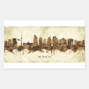 Baku Azerbaijan Cityscape Rectangular Sticker