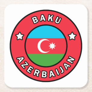 Baku Azerbaijan Square Paper Coaster