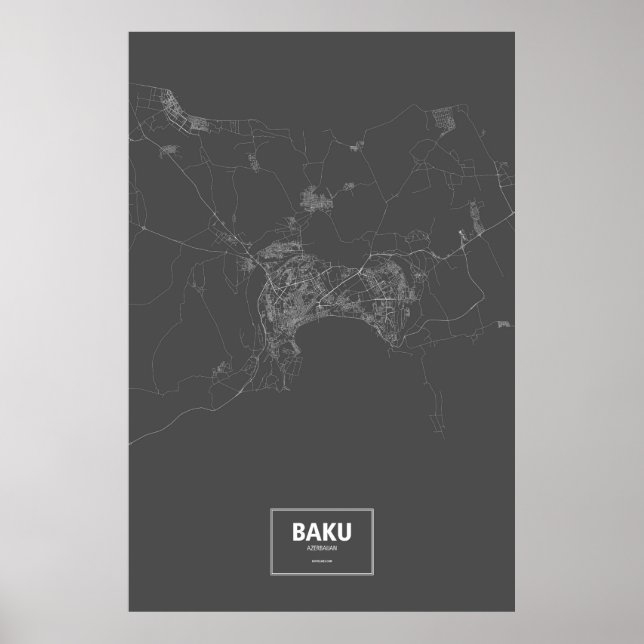 Baku, Azerbaijan (white on black) Poster (Front)