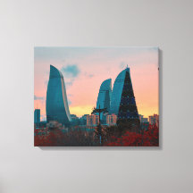 Baku skyline and flame towers
