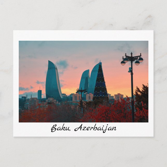 Baku skyline and flame towers postcard (Front)