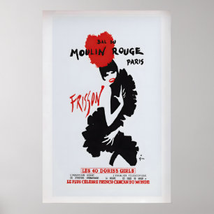 Bal du Moulin Rouge, Paris Vintage Advertising Poster