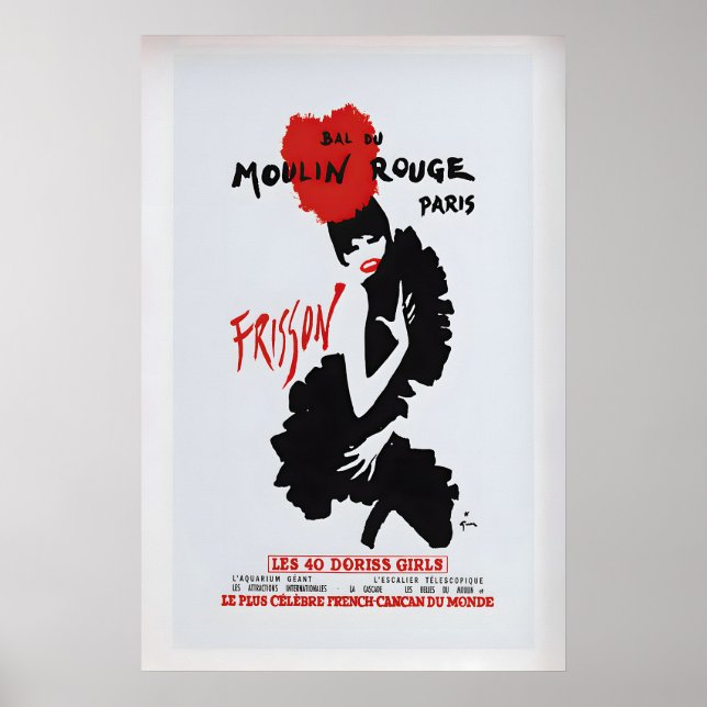Bal du Moulin Rouge, Paris   Vintage Advertising Poster (Front)