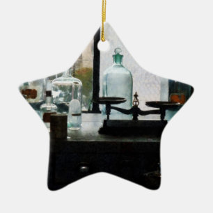 Balance and Bottles in Chem Lab Ceramic Ornament