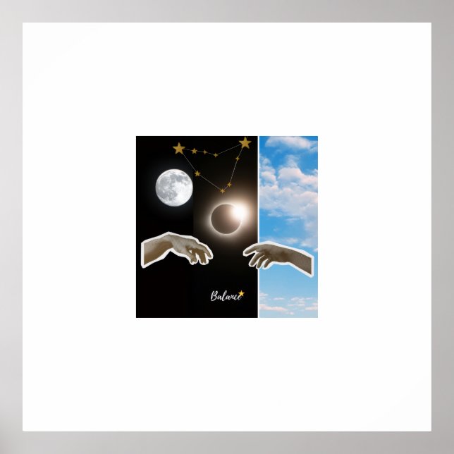 Balance Astrology Eclipse and Moon Surreal Poster (Front)