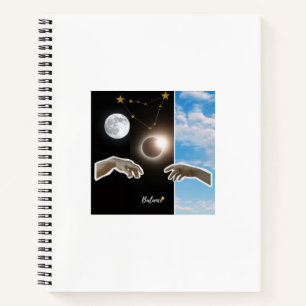 Balance Astrology Eclipse and Moon Surreal Poster Notebook