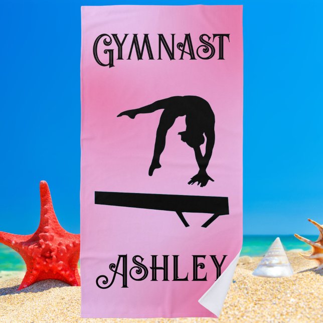Balance Beam Pink Blush Gymnast  Beach Towel (Creator Uploaded)