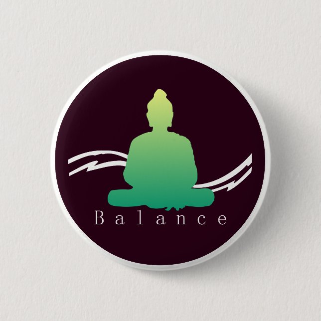 "Balance" Beautiful Buddha. 6 Cm Round Badge (Front)