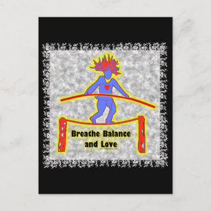 Balance Breath & Love On Grey Postcard