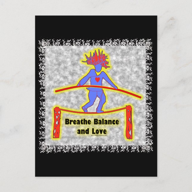 Balance Breath & Love On Grey Postcard (Front)