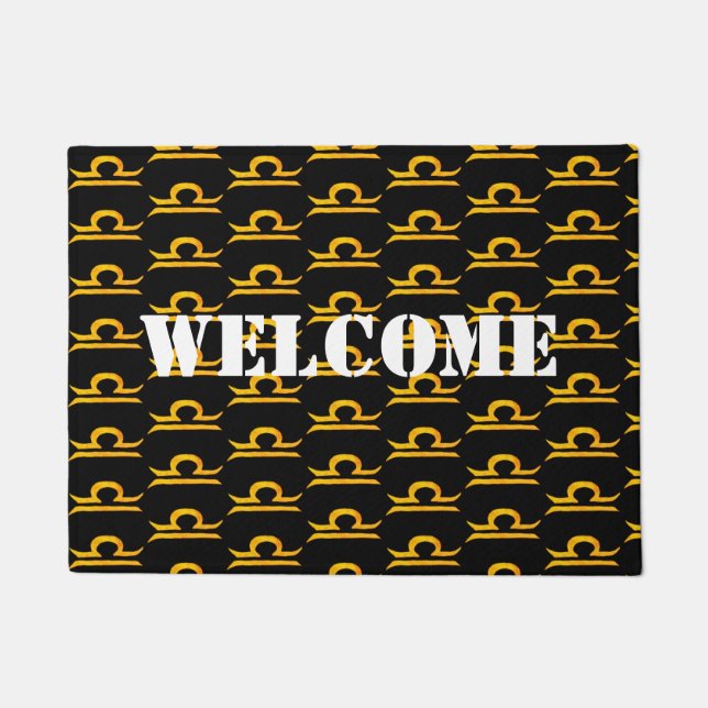 Balance, Libra  Golden Zodiac Sign Doormat (Front)