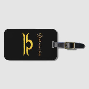 Balance, Libra Golden Zodiac Sign Luggage Tag