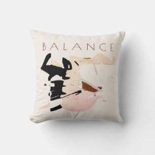 "Balance" Positive Message in Black Coral Burgundy Cushion