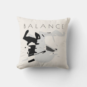 "Balance" Positive Message in Black Grey Shades Cushion