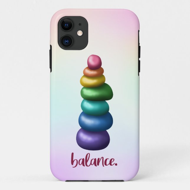 Balance. Rainbow Stacking Stones Phone Case (Back)