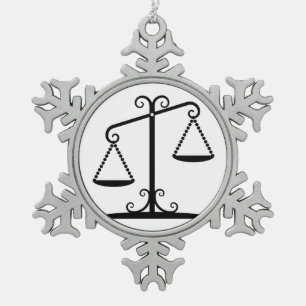 balance scales snowflake pewter christmas ornament