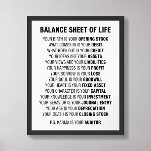 Balance Sheet of Life Funny Accounting Poster