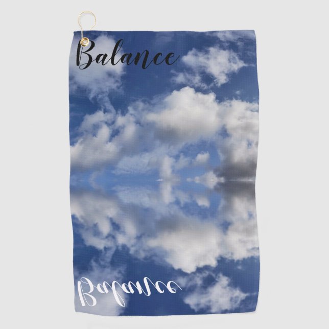 Balance which cloud reflections, blue Cornish sky Golf Towel (Front)