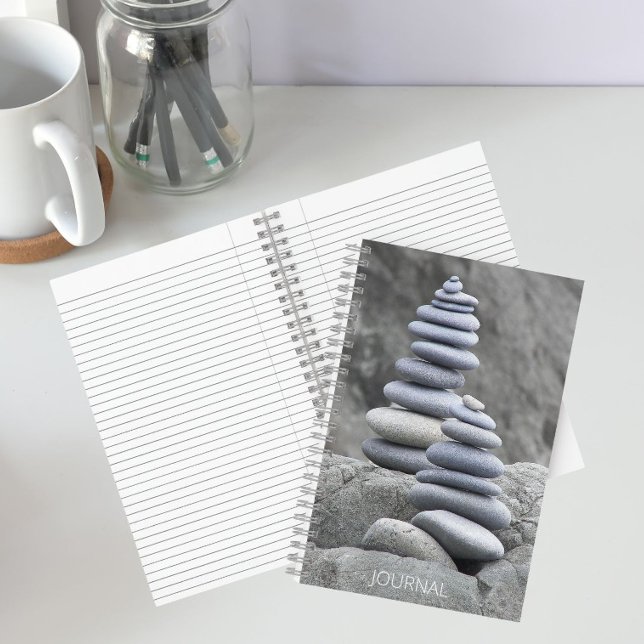Balanced Beach Pebbles Rock Cairns Notebook (In Situ)