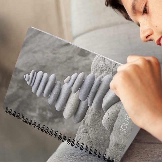 Balanced Beach Pebbles Rock Cairns Notebook (In Situ)
