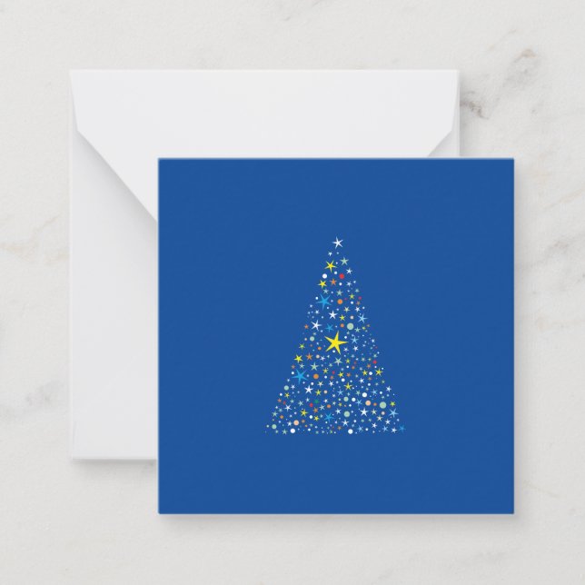 Balanced Blue Christmas Tree Stars Composition Card (Front)