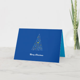 Balanced Blue Christmas Tree Stars Composition Holiday Card