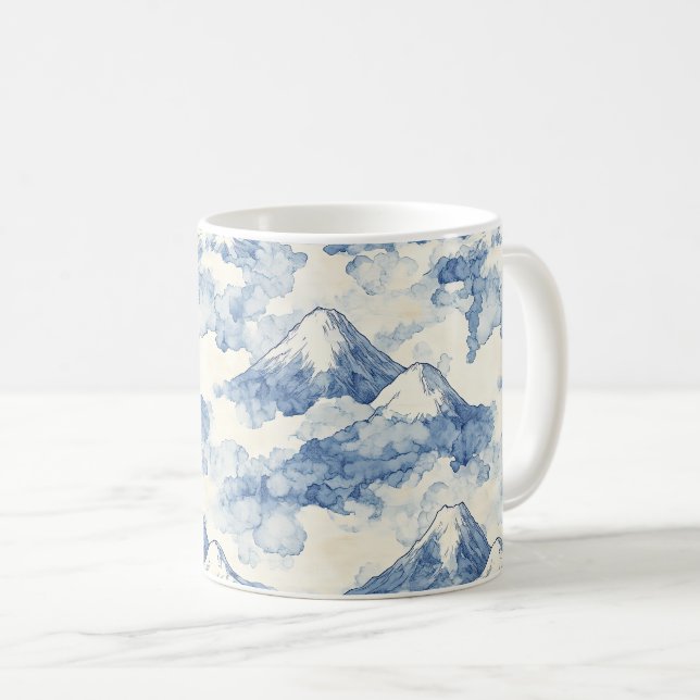 Balanced Blue White Mountains Snow Coffee Mug (Front Right)