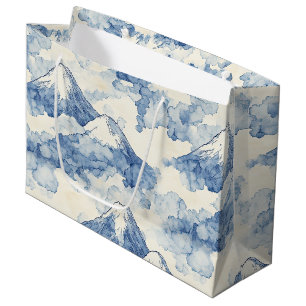 Balanced Blue White Mountains Snow Large Gift Bag