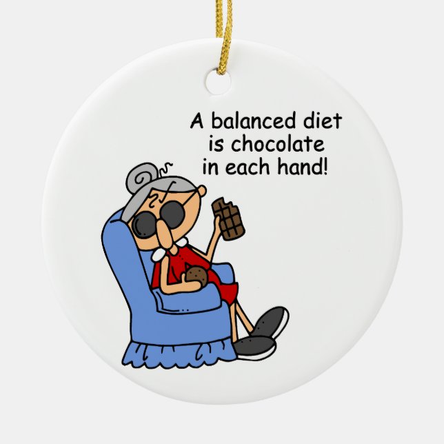 Balanced Chocolate Diet Ceramic Tree Decoration (Front)