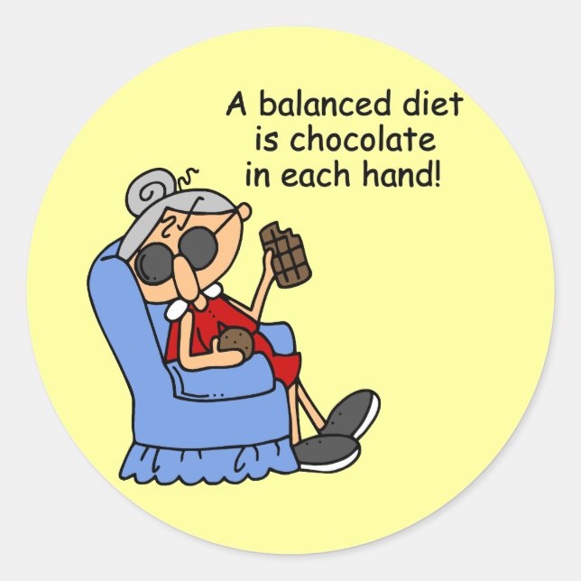 Balanced Chocolate Diet Classic Round Sticker (Front)