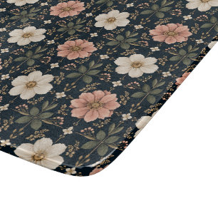 Balanced Contemporary Floral Grid Cutting Board