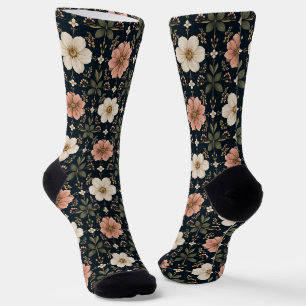 Balanced Contemporary Floral Grid Socks