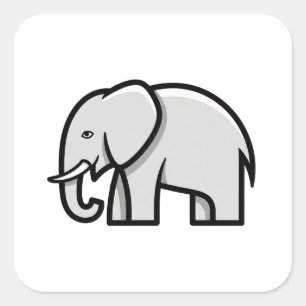 Balanced Minimal Elephant Illustration Square Sticker