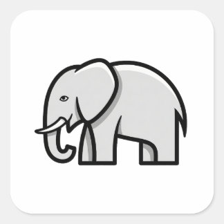 Balanced Minimal Elephant Illustration Square Sticker