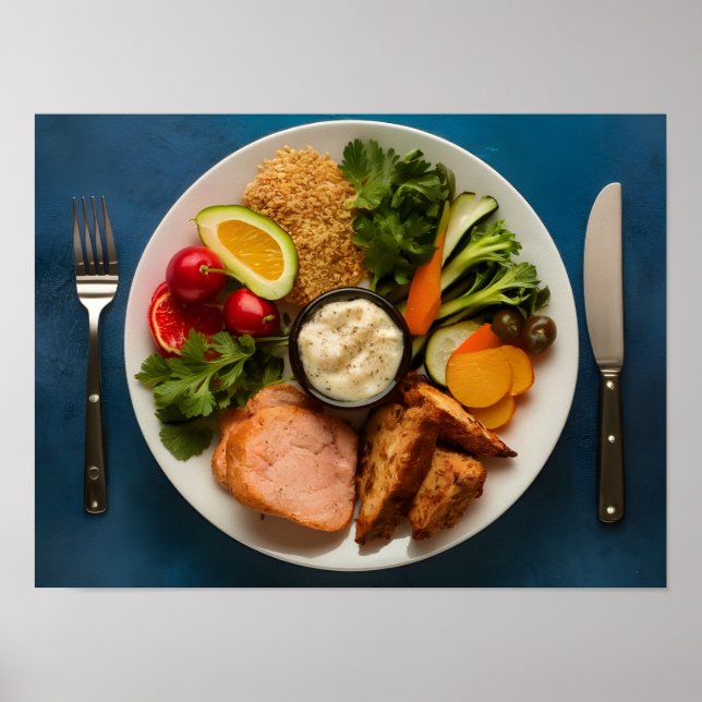 Balanced Plate of Lean Proteins, Whole Grains Poster (Front)