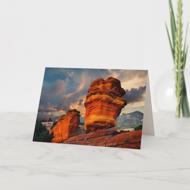 Balanced Rock, Shiprock, Blank Inside Greeting Card (Front)