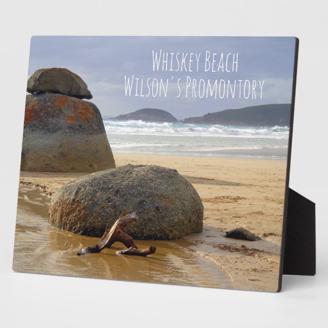 Balanced Rocks and Driftwood on Australian Beach P Plaque (Side)