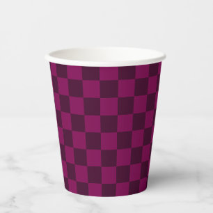 Balanced Visuals with Maroon Chequerboard Pattern Paper Cups